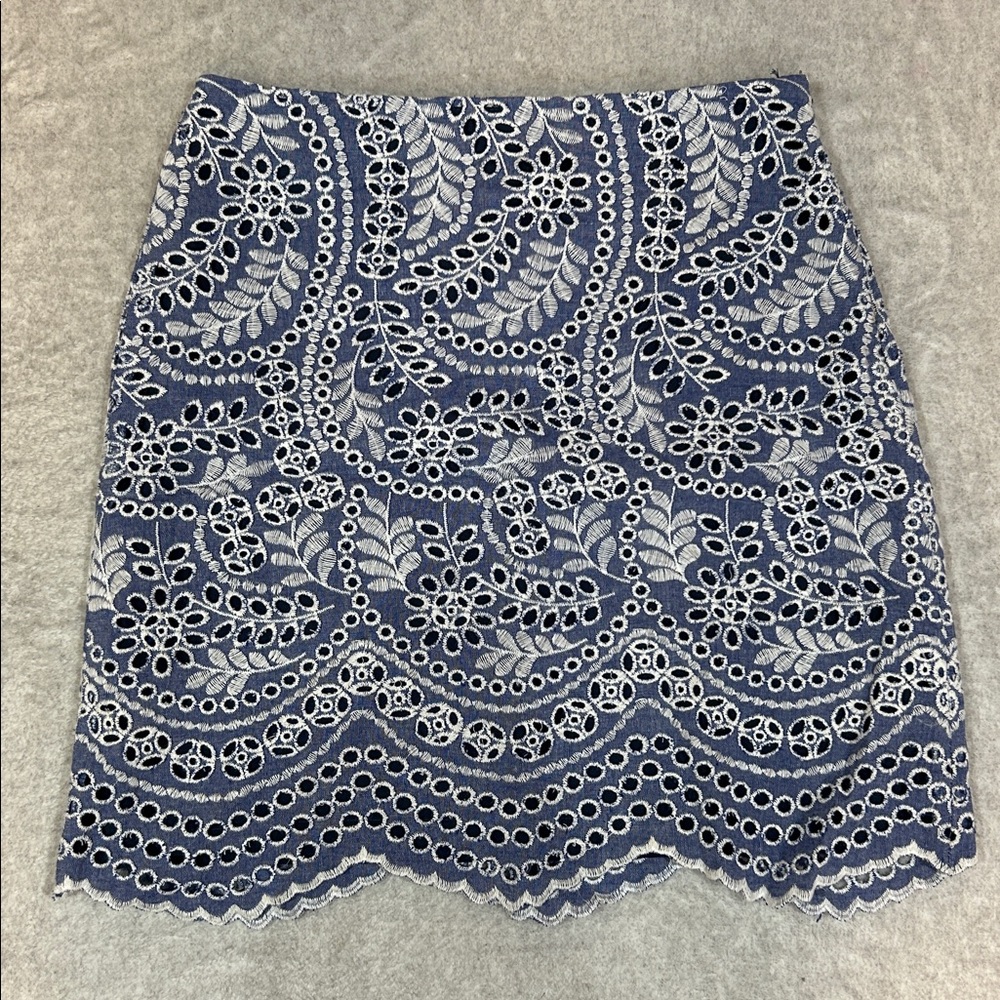 LOFT • Blue and White Eyelet Lace Skirt size 2